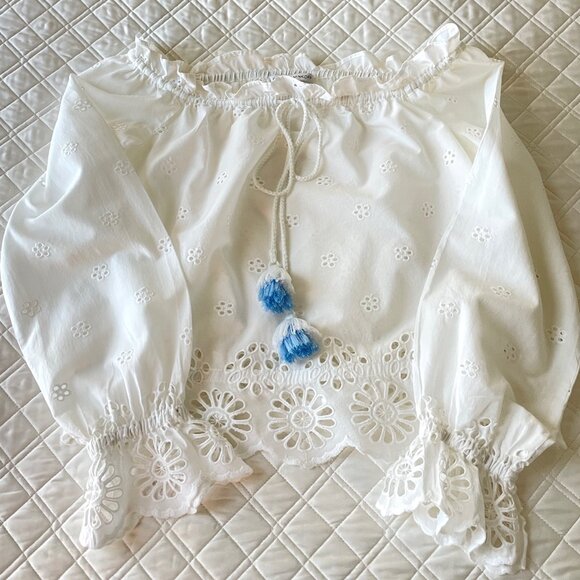 Rebecca Minkoff Anthea Eyelet Off-Shoulder Top – Size Small - Picture 6 of 9